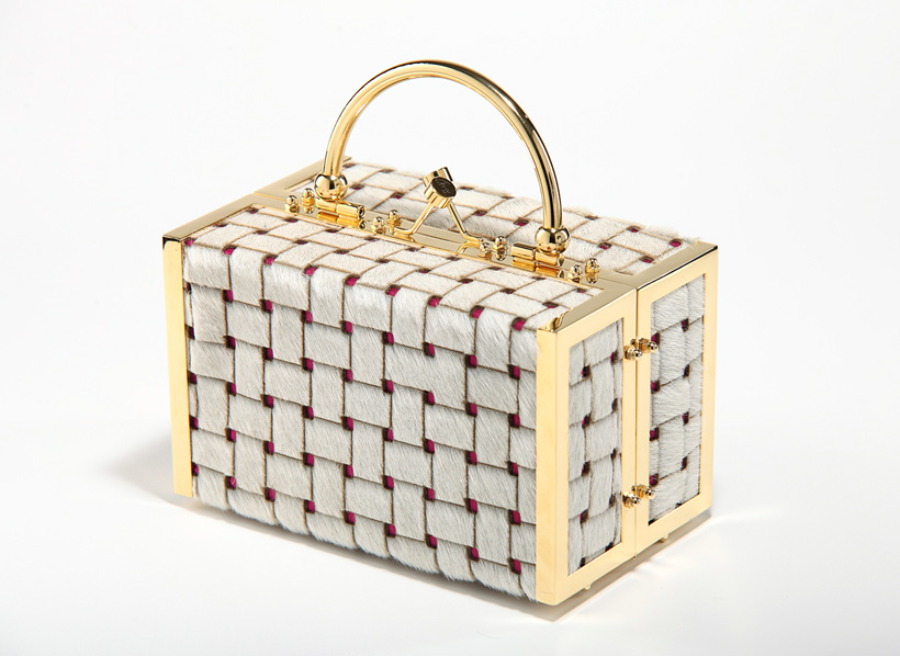 Vitussi ivory haircalf leather trunk bag